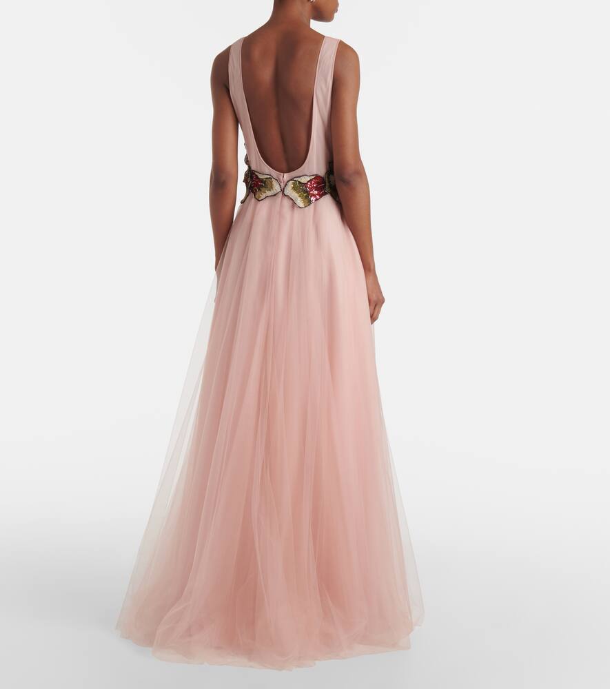 Costarellos Arion Sequined Tulle Gown In Pink
