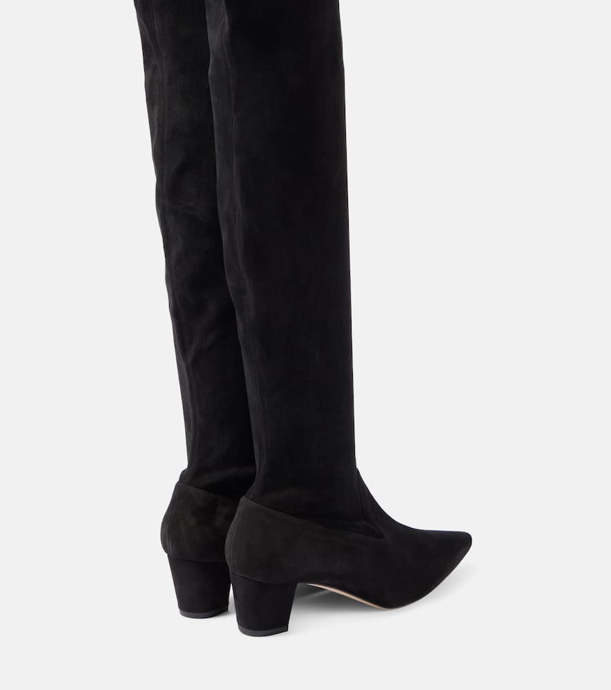 Manolo Blahnik Lupasca Suede Over-the-knee Boots In Black