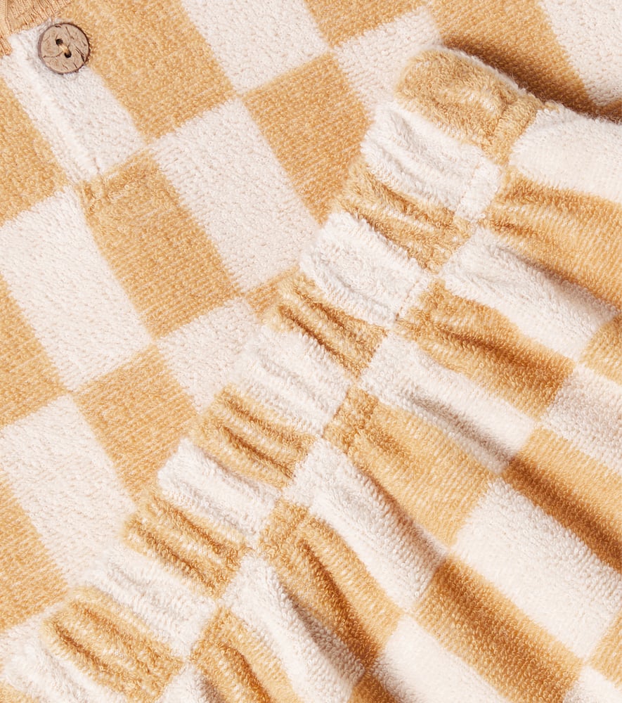 Rylee + Cru Baby Checked Cotton-blend Terry Top And Shorts Set