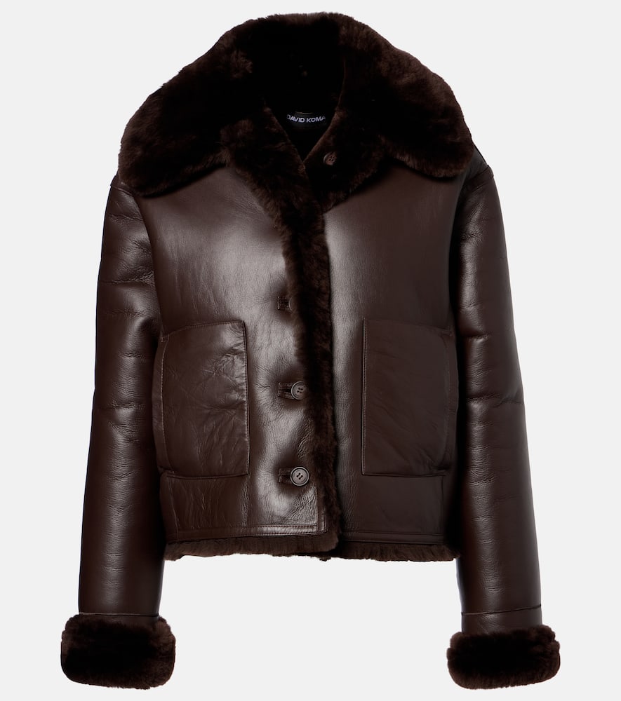 David Koma Reversible Shearling And Leather Jacket In Brown