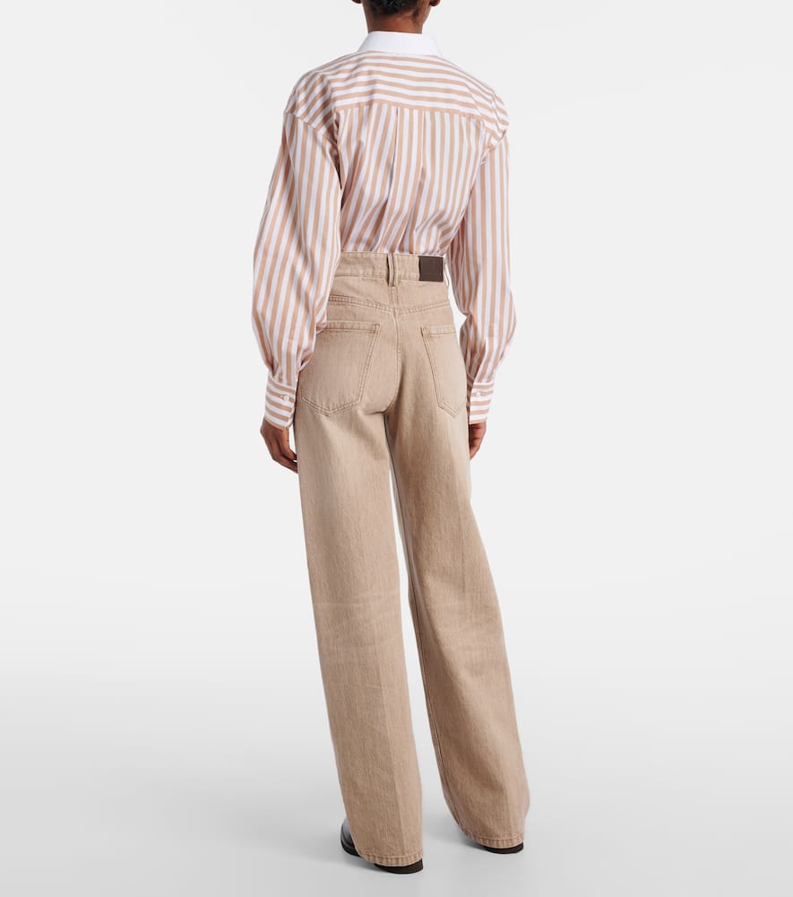 Brunello Cucinelli High-rise Wide-leg Jeans In Neutral