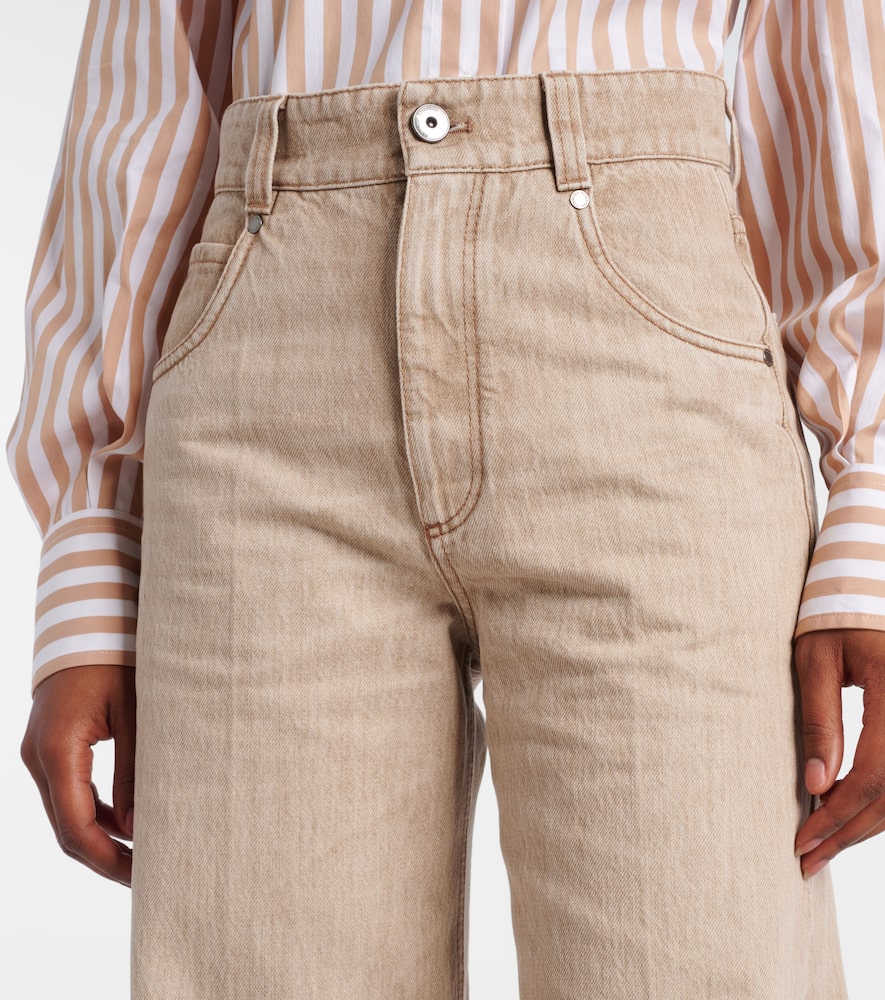 Brunello Cucinelli High-rise Wide-leg Jeans In Neutral