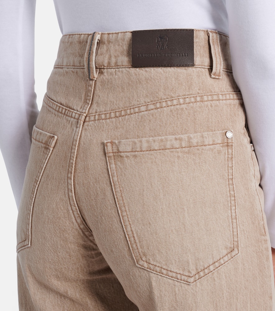 Brunello Cucinelli High-rise Wide-leg Jeans In Neutral
