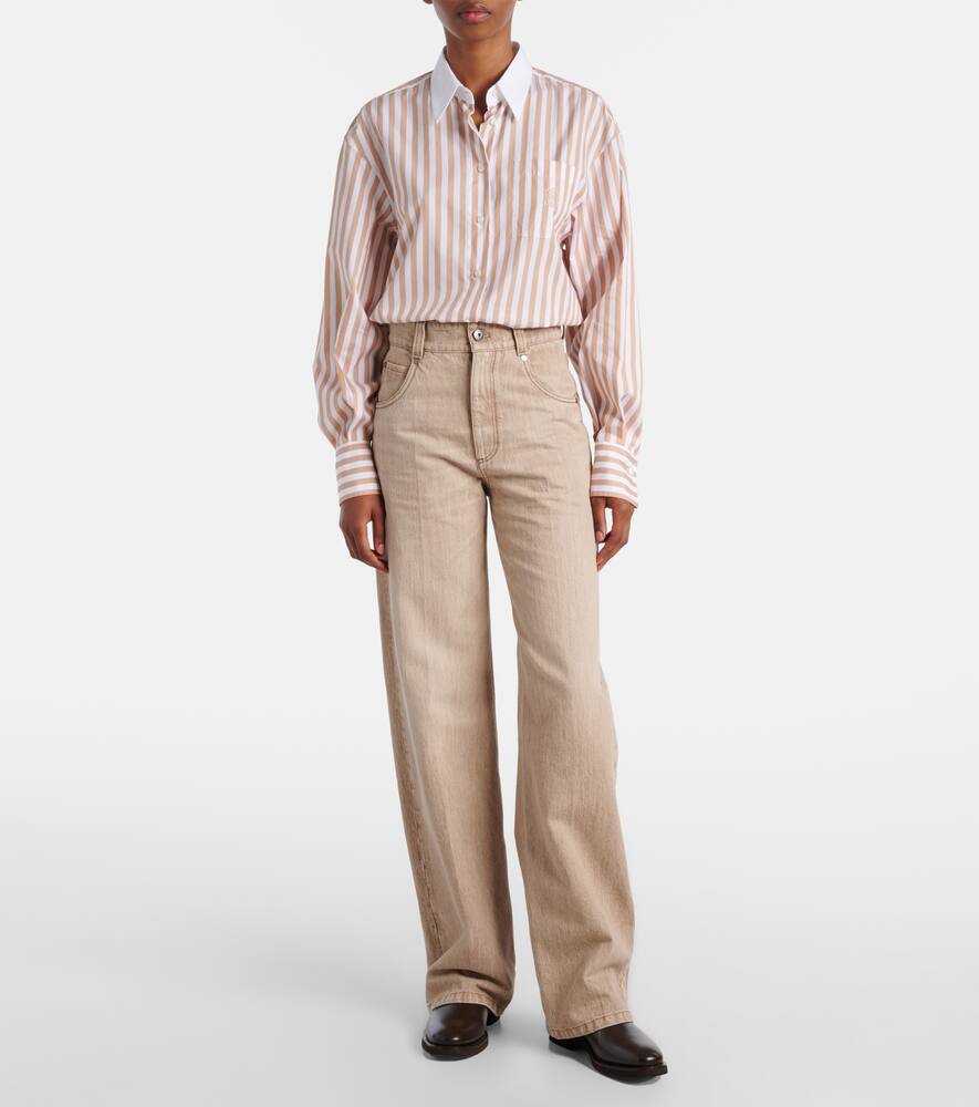 Brunello Cucinelli High-rise Wide-leg Jeans In Neutral