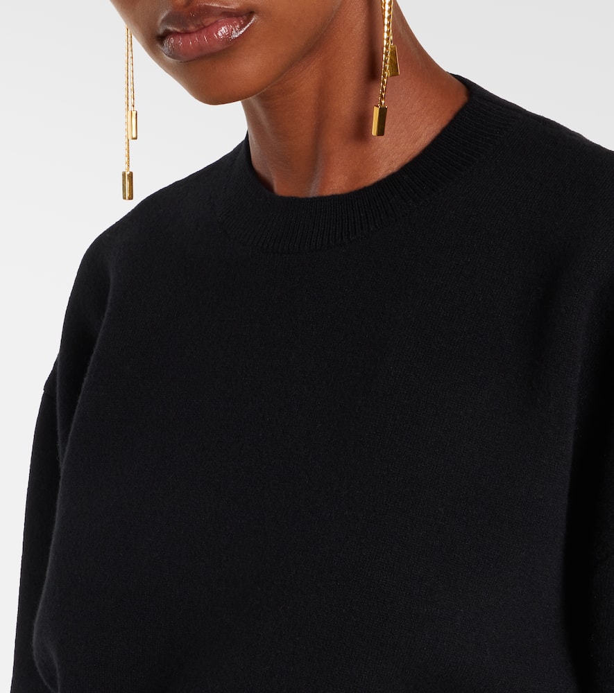 Tom Ford Sculptural Double Face Virgin Wool Blend Crop Sweater In Black
