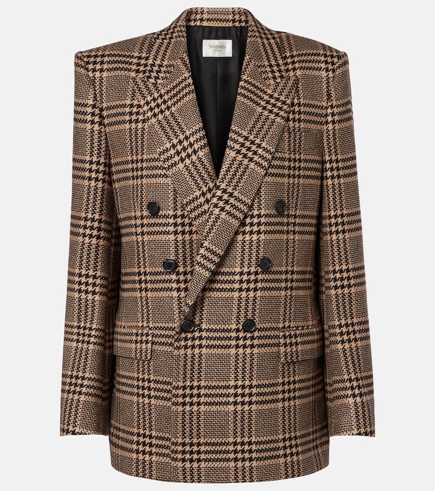 Saint Laurent Double-breasted Silk And Cashmere Blazer In Sand