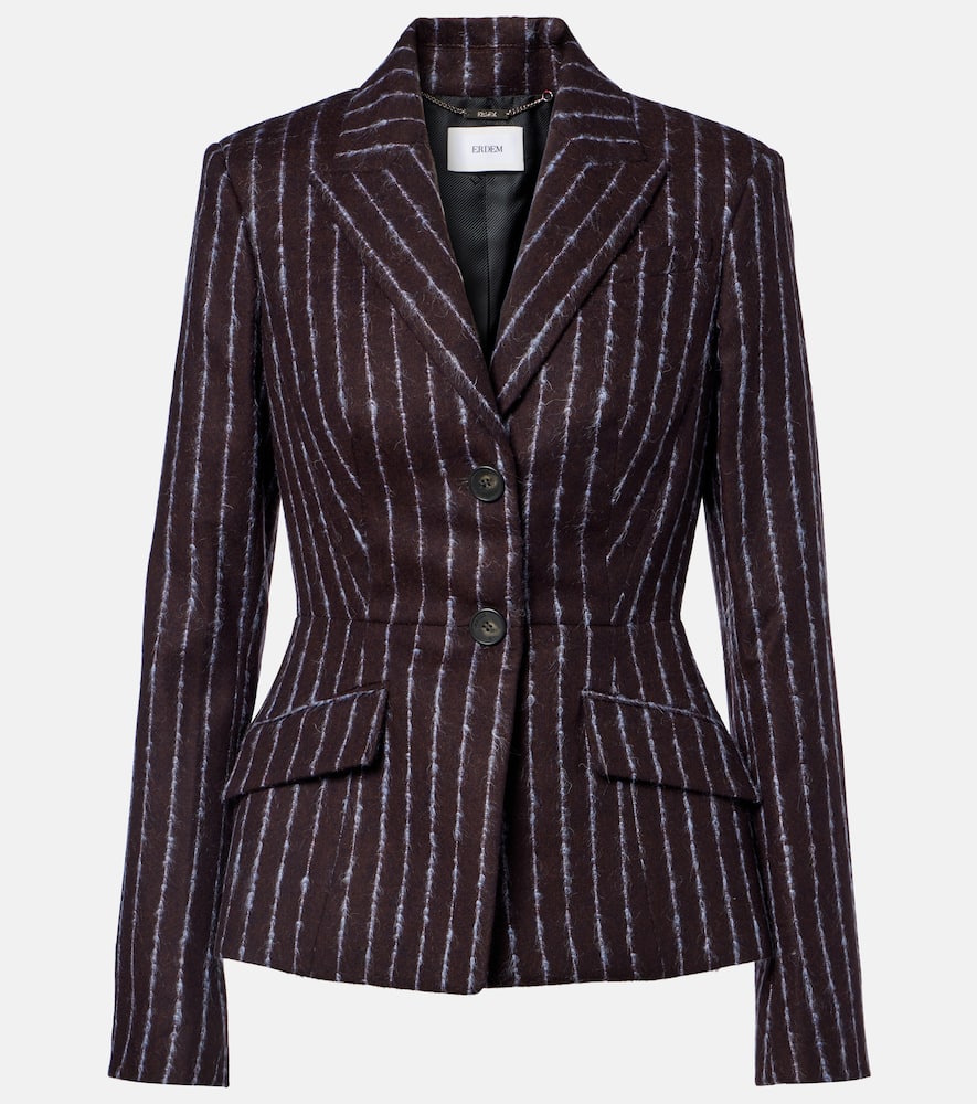 Erdem Pinstripe Wool And Mohair Blazer In Burgundy