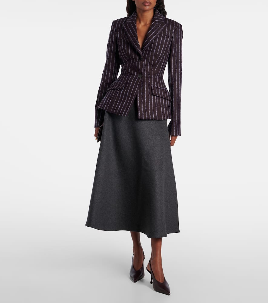 Erdem Pinstripe Wool And Mohair Blazer In Burgundy