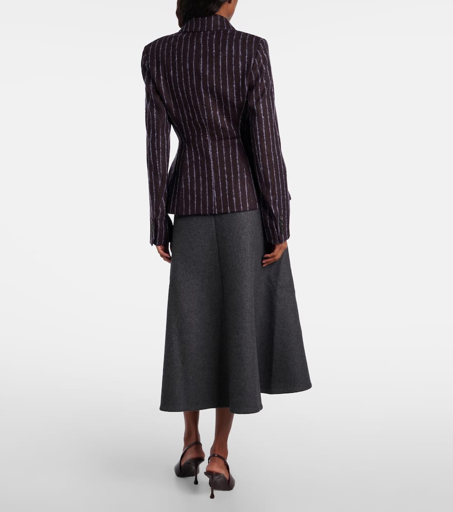 Erdem Pinstripe Wool And Mohair Blazer In Burgundy