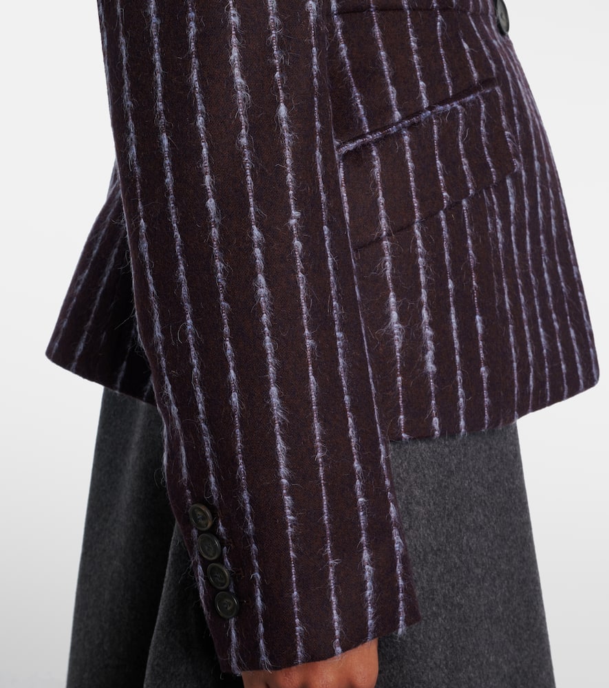 Erdem Pinstripe Wool And Mohair Blazer In Burgundy