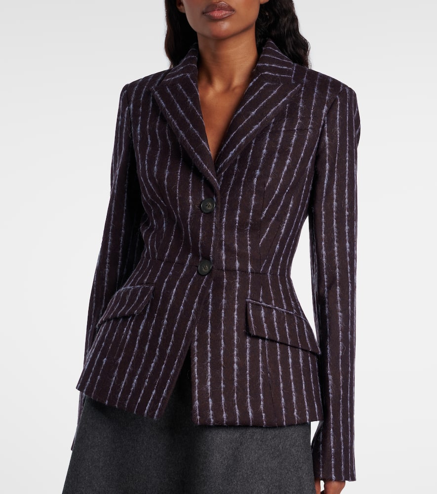 Erdem Pinstripe Wool And Mohair Blazer In Burgundy
