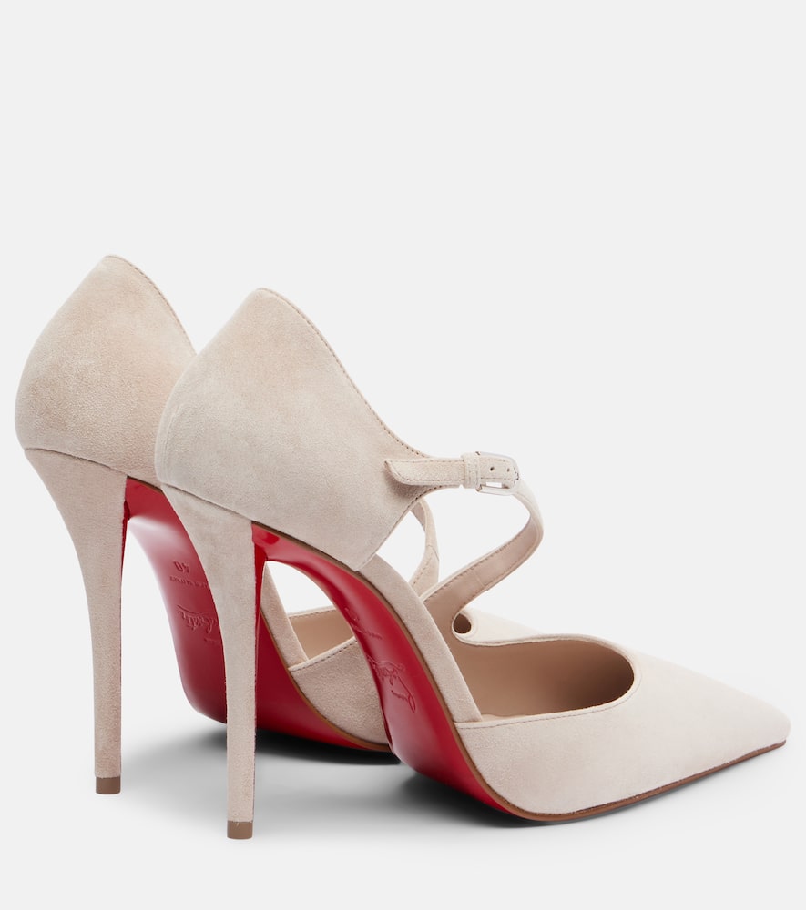 Christian Louboutin Miss Ziggyta Suede Red Sole Pumps In Neutral