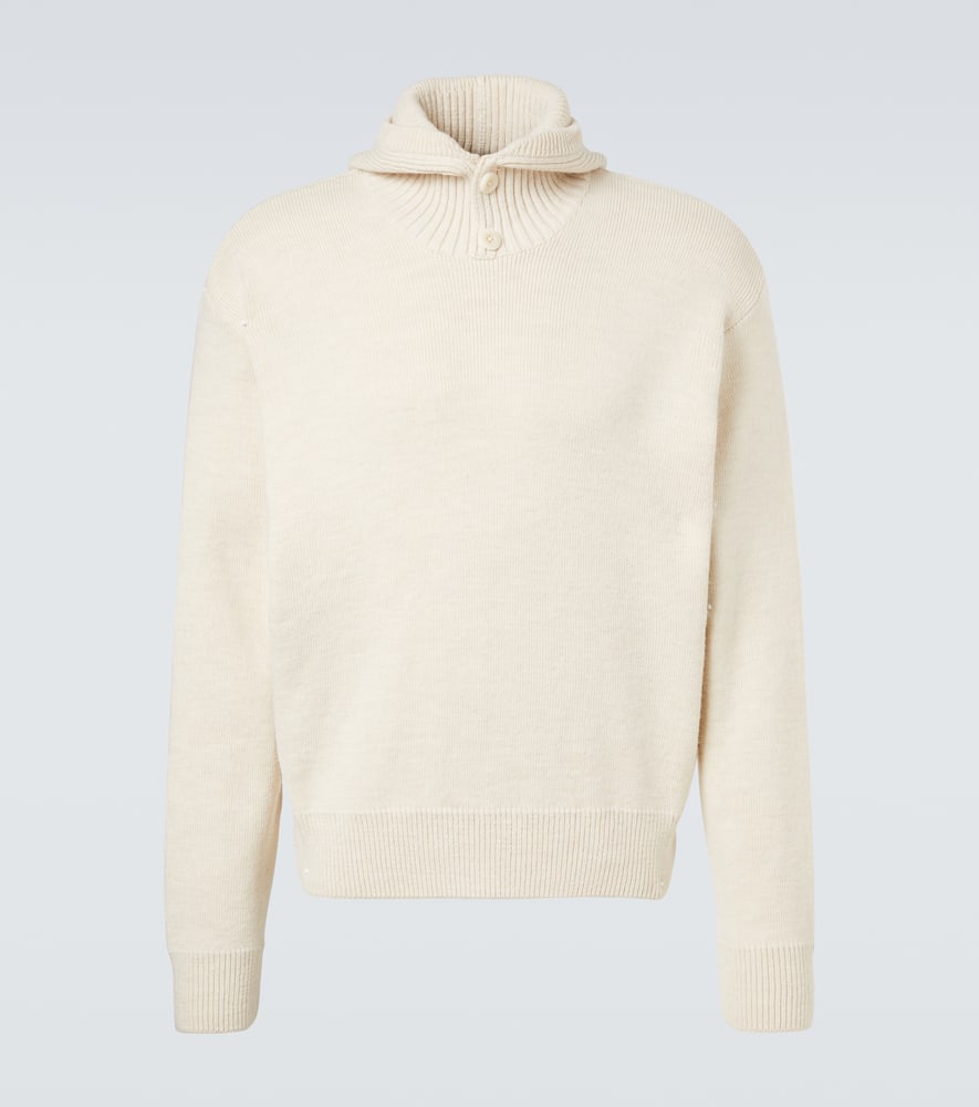 Lemaire Hooded Alpaca And Wool-blend Sweater In White