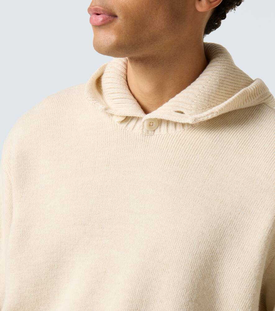 Lemaire Hooded Alpaca And Wool-blend Sweater In White
