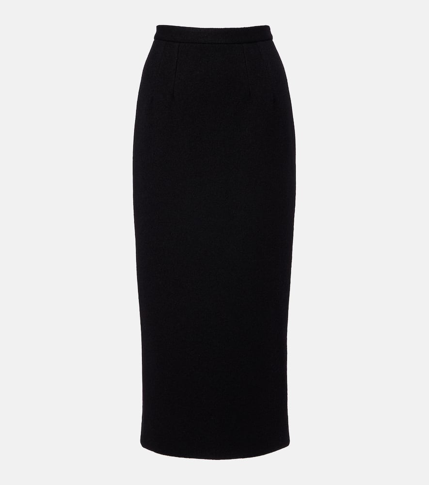 Dolce & Gabbana High Waist Midi Skirt With Back Slit In Black