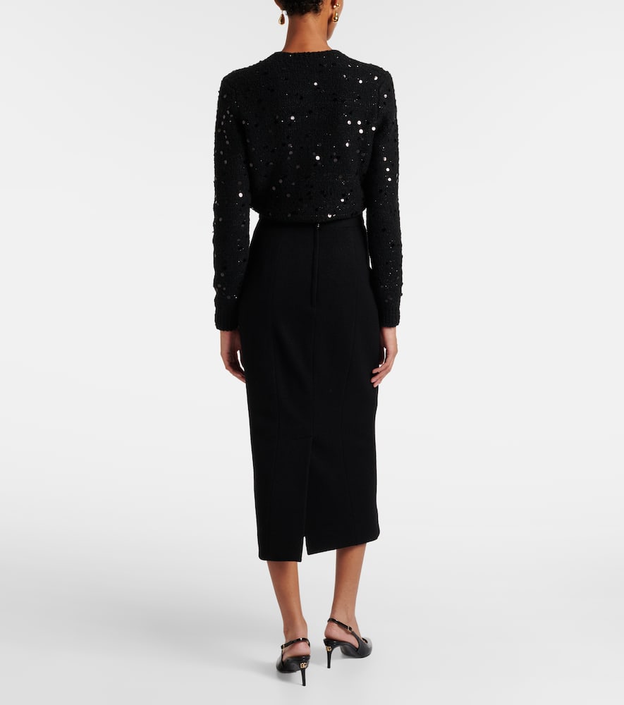 Dolce & Gabbana High Waist Midi Skirt With Back Slit In Black