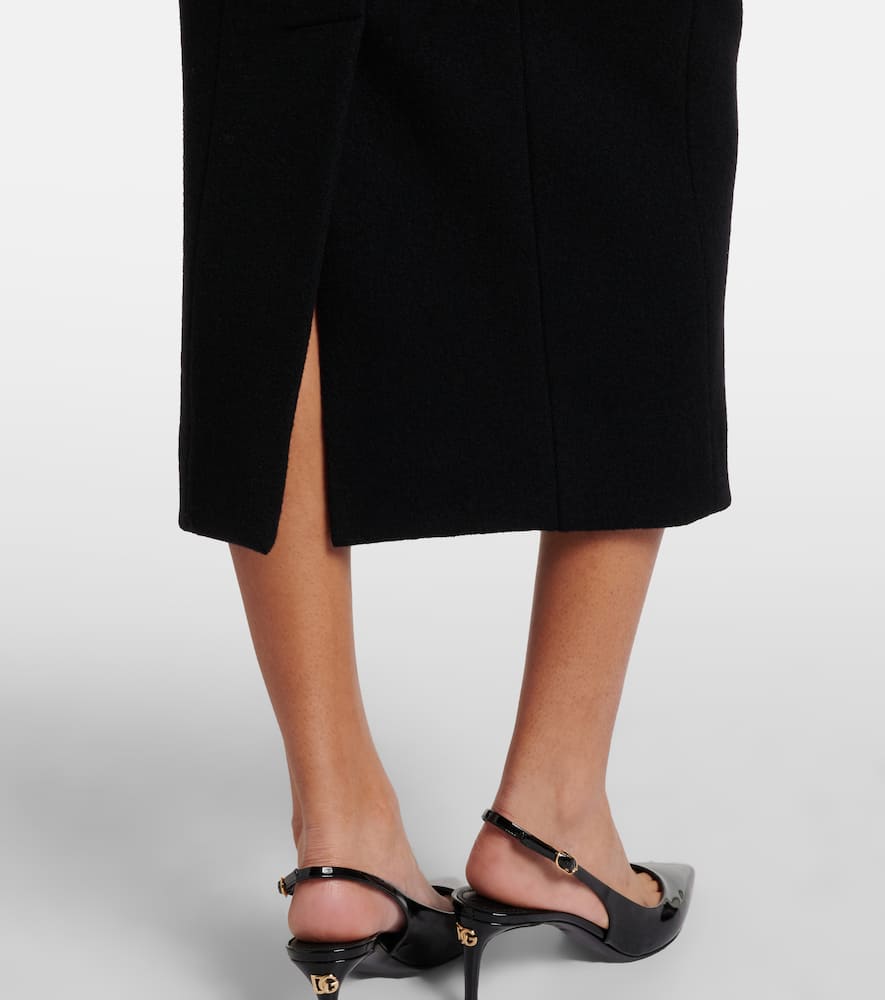 Dolce & Gabbana High Waist Midi Skirt With Back Slit In Black
