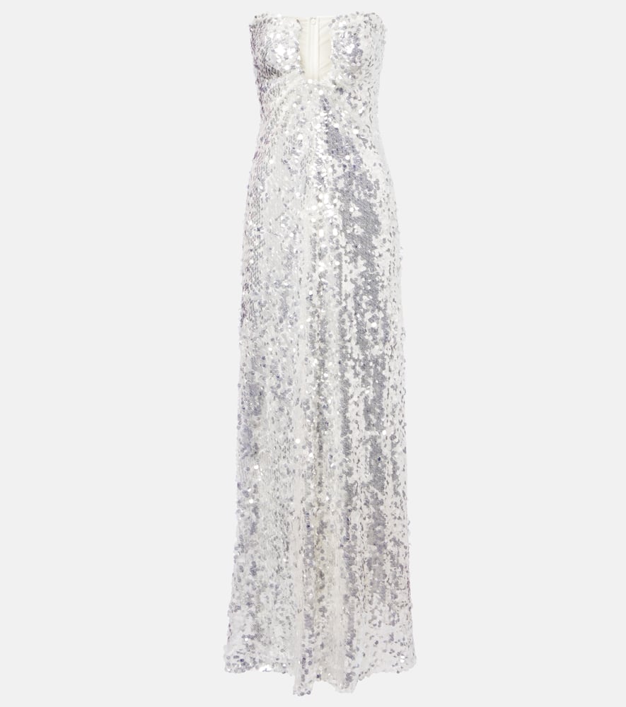 Christopher Esber Arched Palm Sequined Gown In White