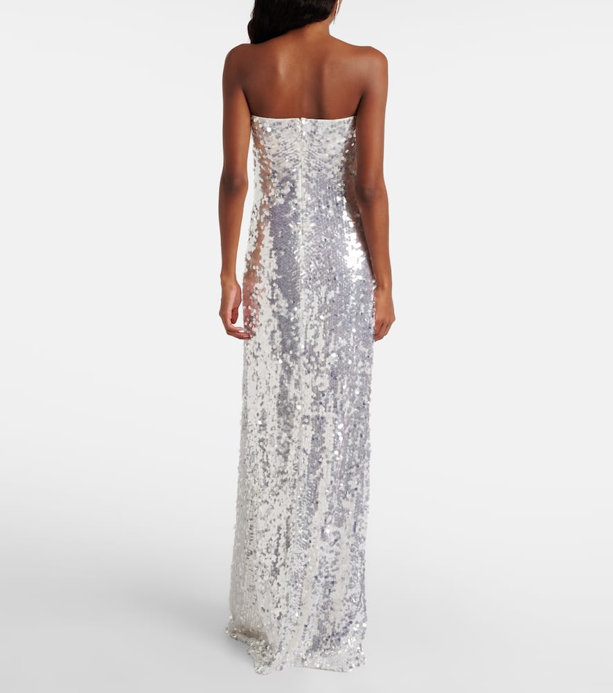 Christopher Esber Arched Palm Sequined Gown In White