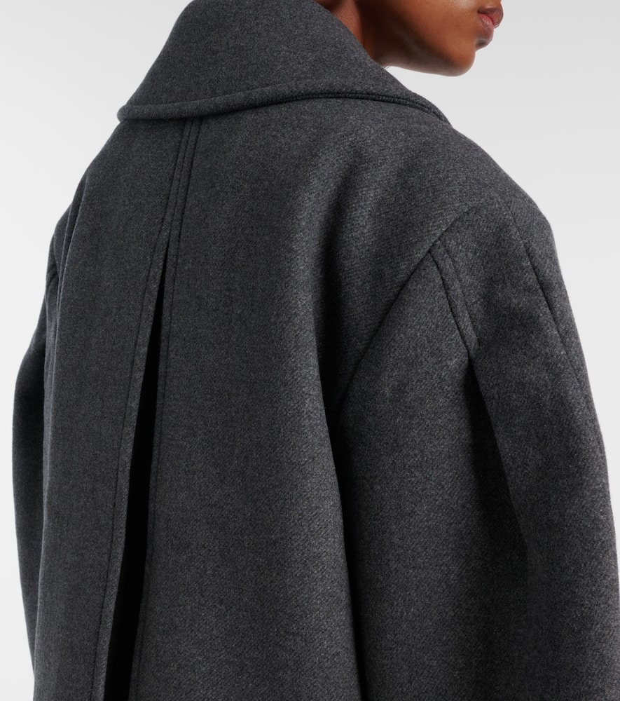 Ganni Double-breasted Oversized Coat Featuring Pockets In Gray