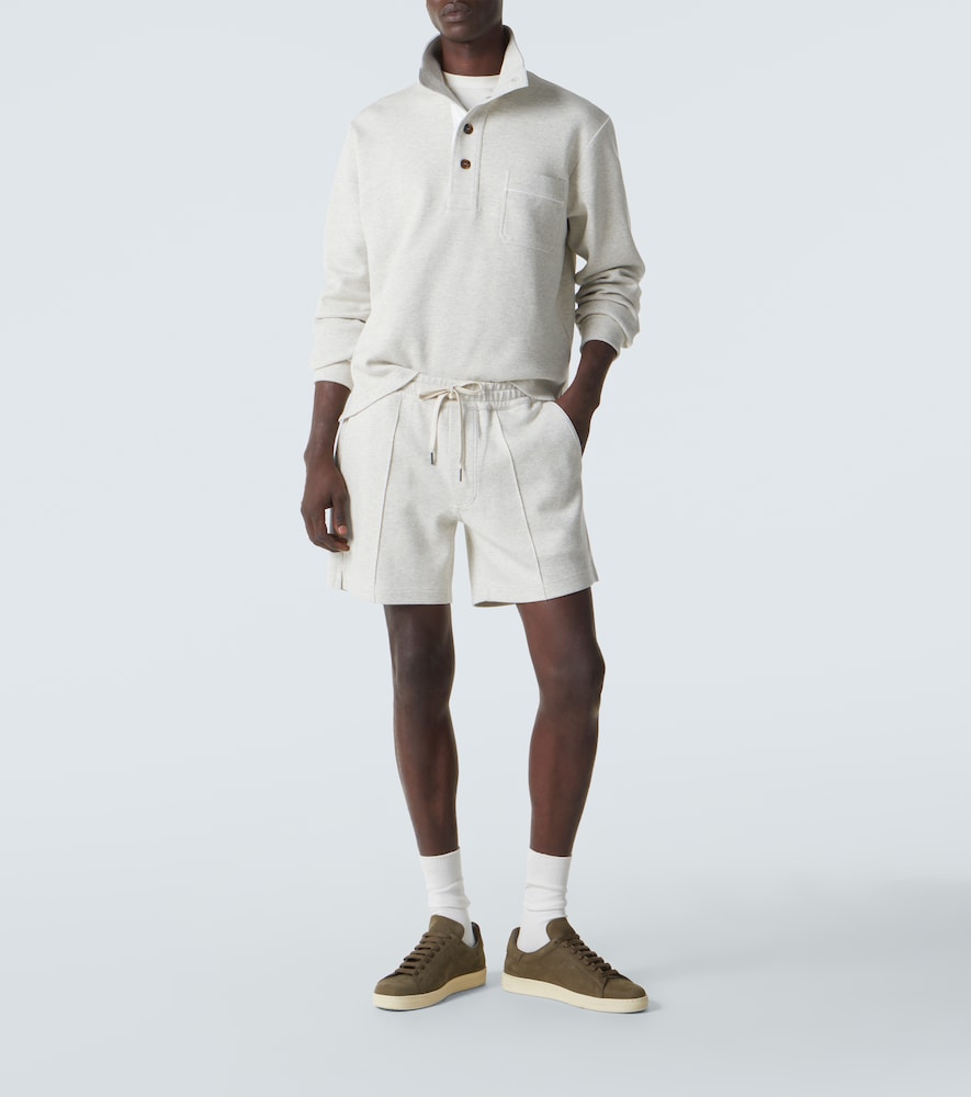 Tom Ford Cotton Sweatshirt With A Partial Front Button Closure In Gray