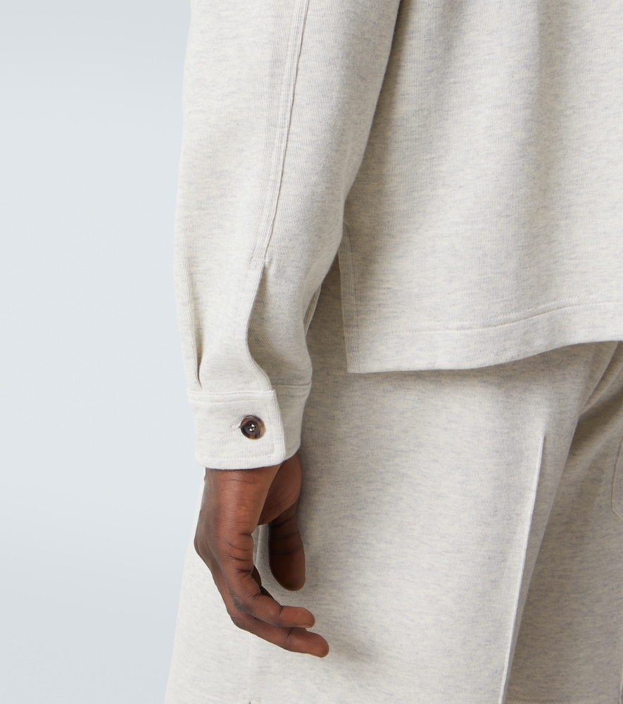 Tom Ford Cotton Sweatshirt With A Partial Front Button Closure In Gray