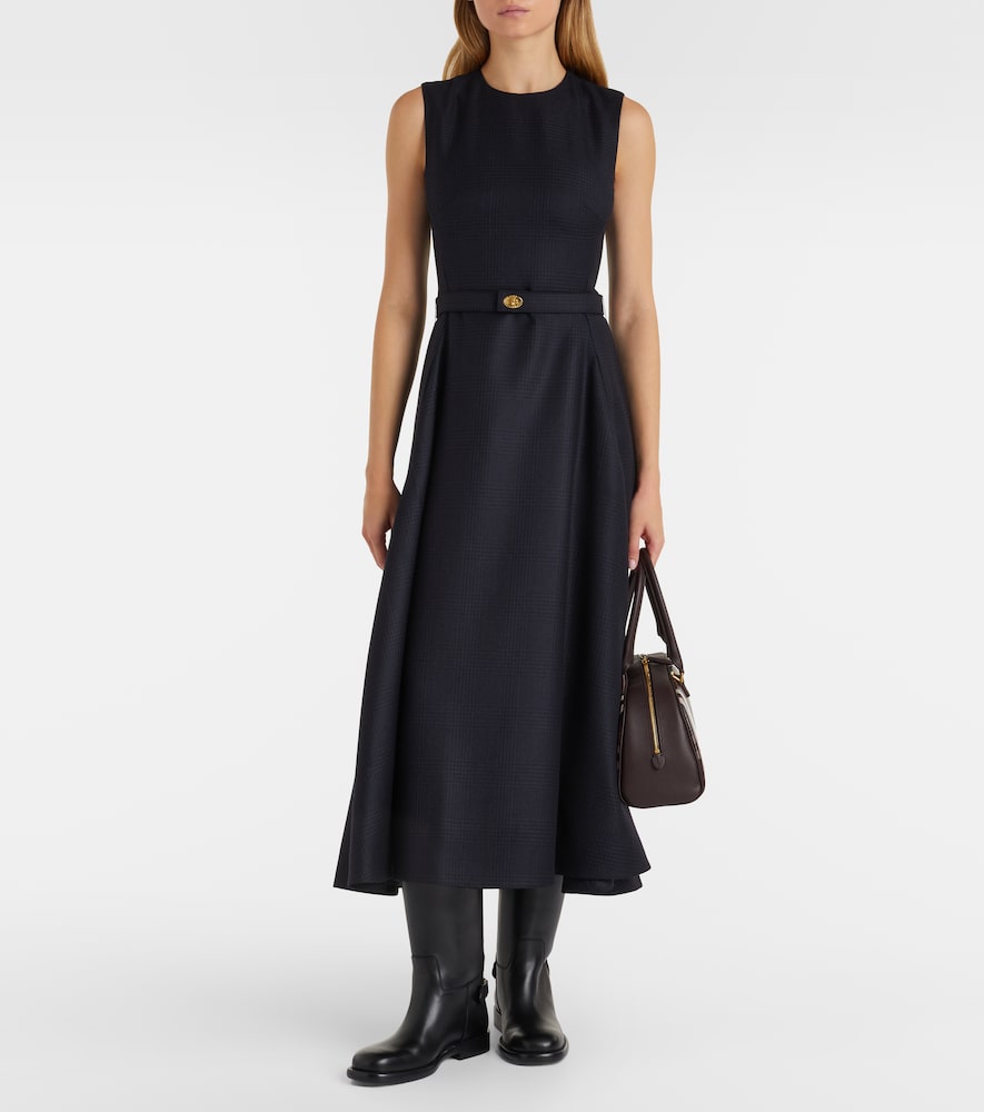 Burberry Prince of Wales check wool midi dress
