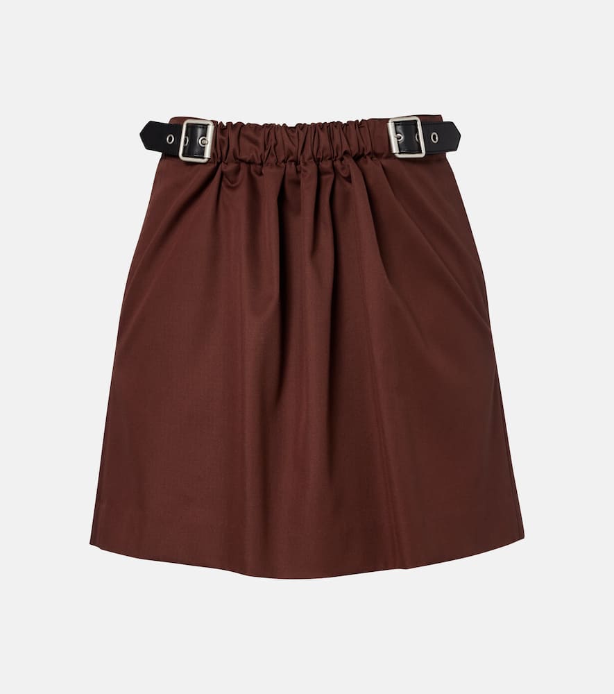 Loewe Cotton And Silk Miniskirt In Brown