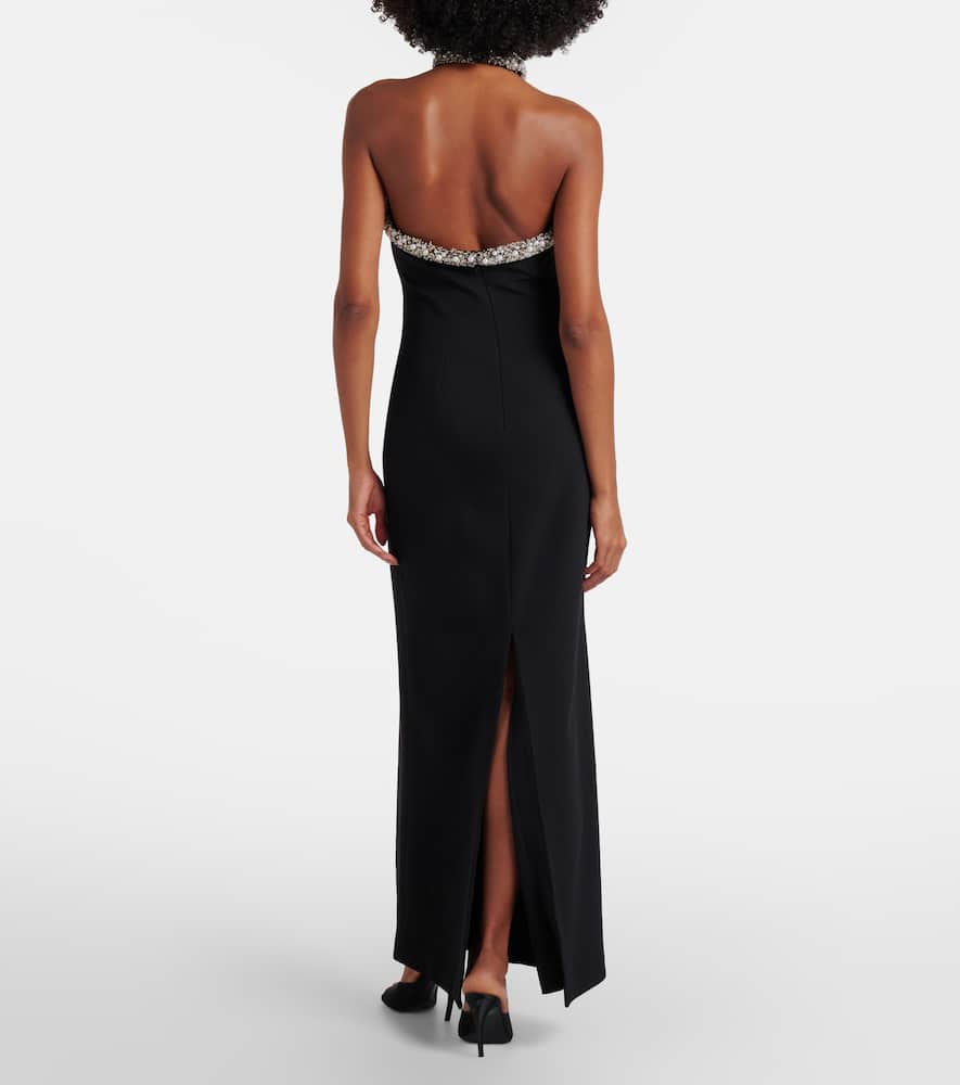 Simkhai Embellished Halterneck Crêpe Gown In Black