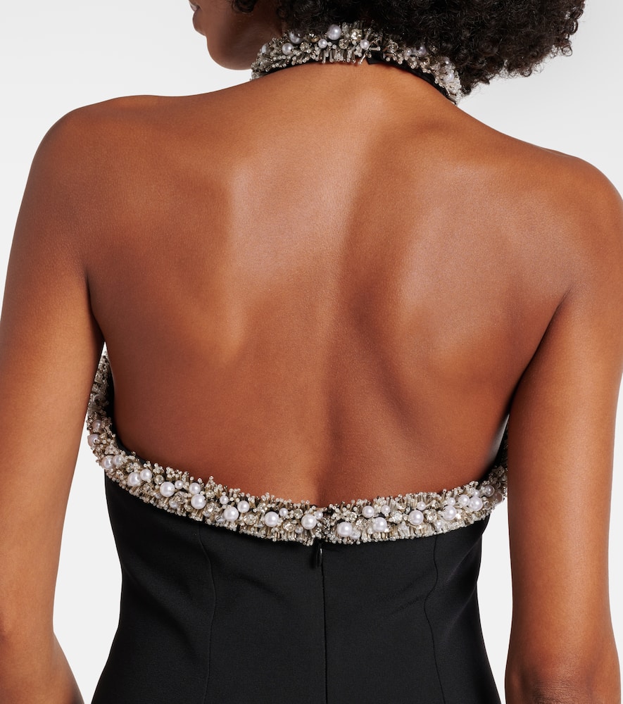 Simkhai Embellished Halterneck Crêpe Gown In Black