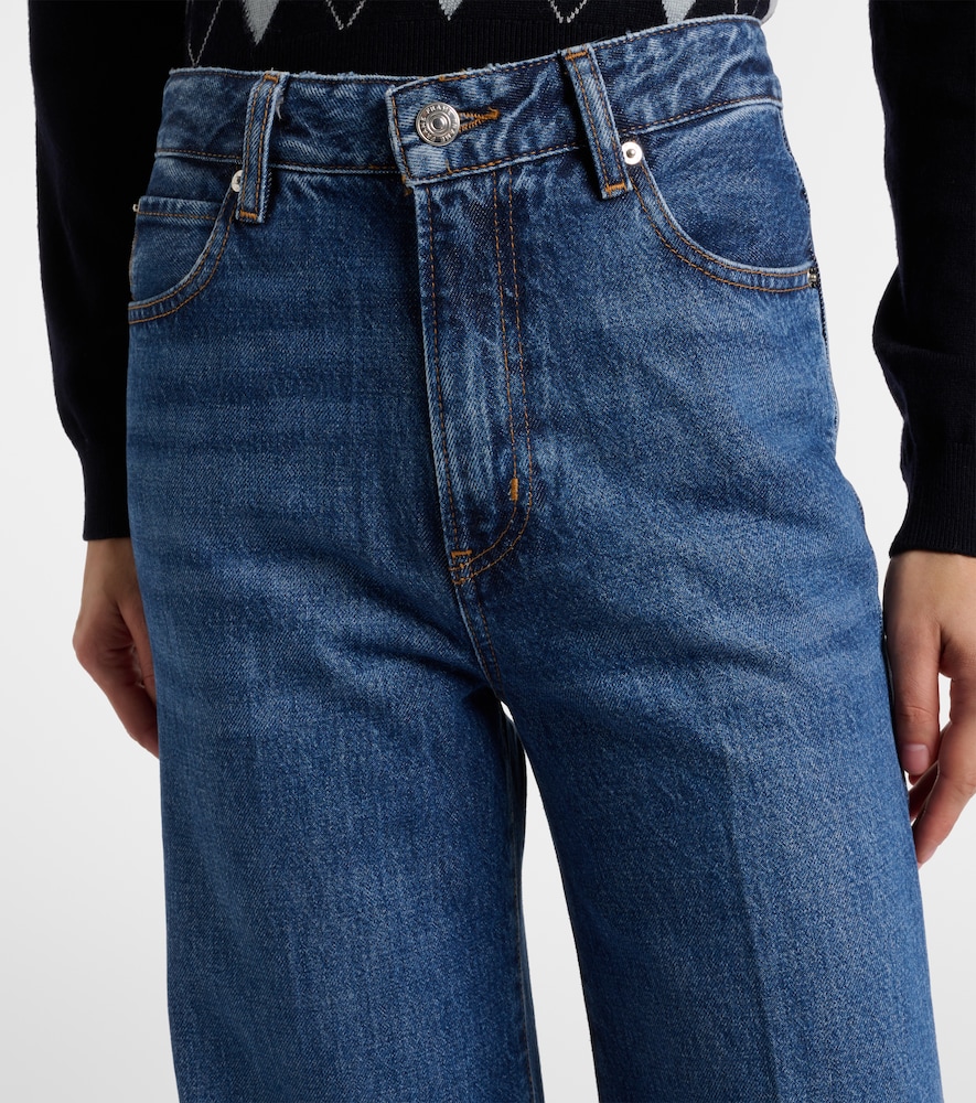 Frame The Pixie High-rise Flared Jeans In Blue