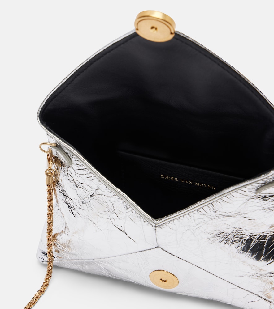  Dries Van Noten Dries Van Noten Envelope Small Metallic Leather Clutch 