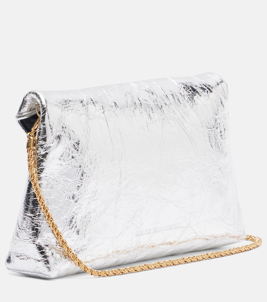  Dries Van Noten Dries Van Noten Envelope Small Metallic Leather Clutch 