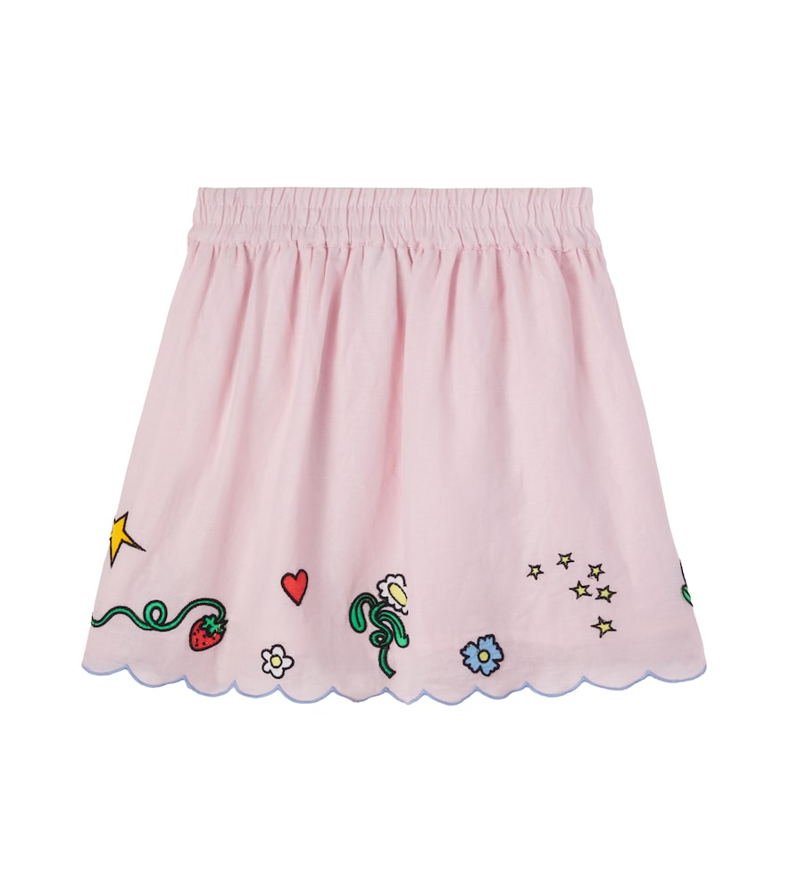 Stella Mccartney Kids Stella Mccartney Kids Falda De Lino Y Algodón Bordada 