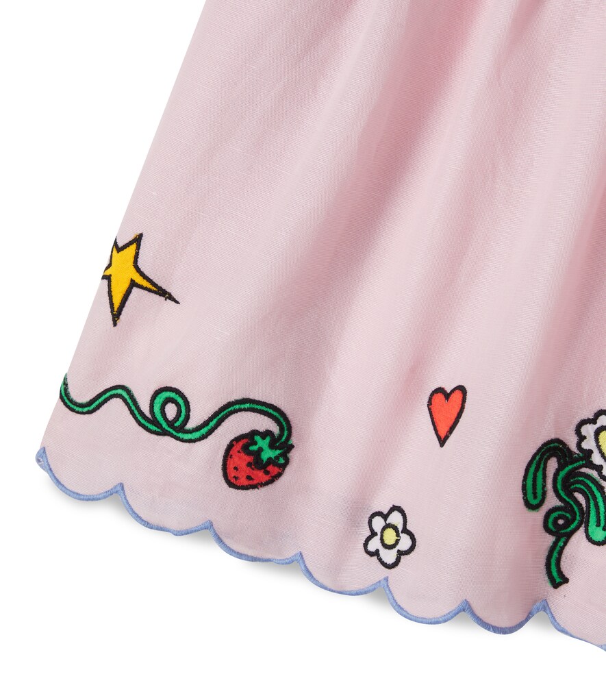  Stella Mccartney Kids Stella Mccartney Kids Falda De Lino Y Algodón Bordada 