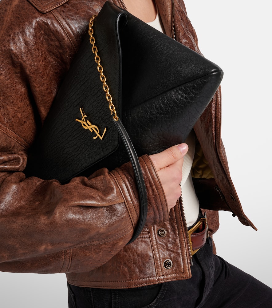 Saint Laurent Cassandre Leather Shoulder Bag In Black