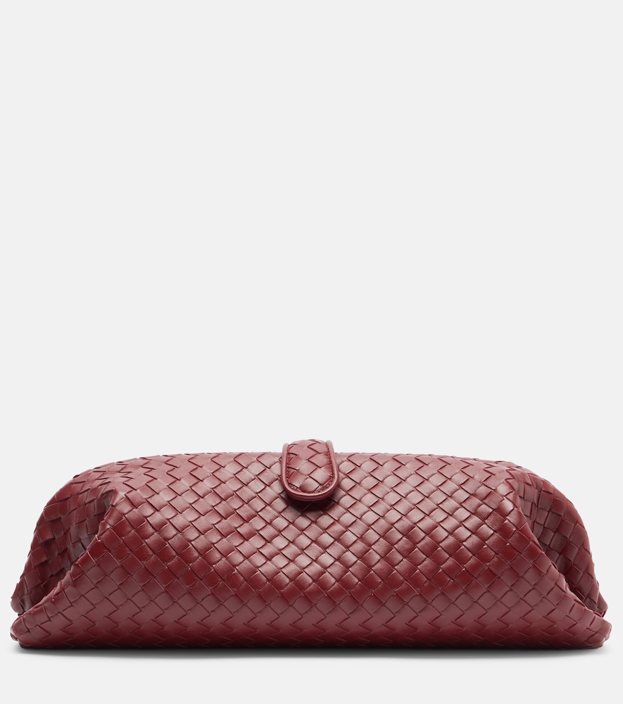 Bottega Veneta Lauren 1979 Medium Intrecciato Leather Clutch In Burgundy