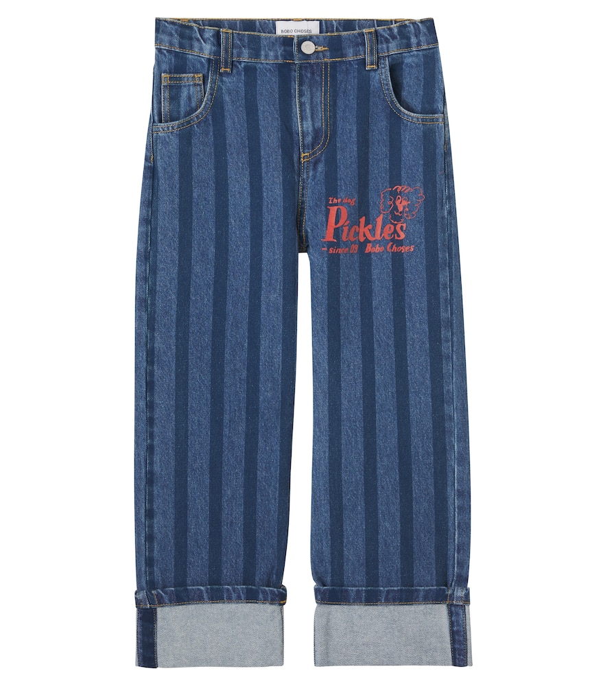 Bobo Choses Kids' Pickles The Dog Striped Jeans In Blue