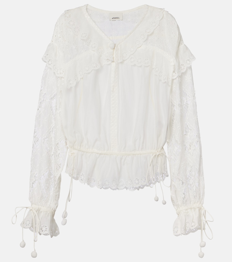 Isabel Marant Donna Blusa Nowana In Cotone E Seta Bianco It Taglia 38- Mytheresa