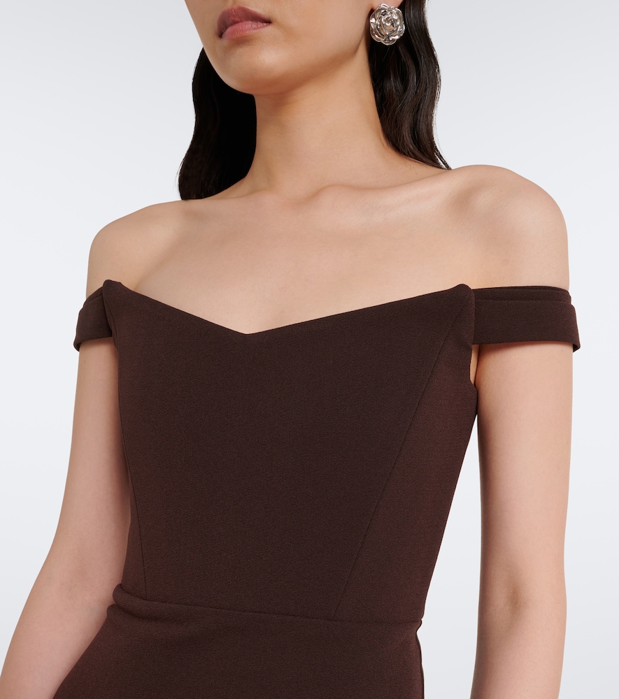 Off-Shoulder Crêpe Midi Dress