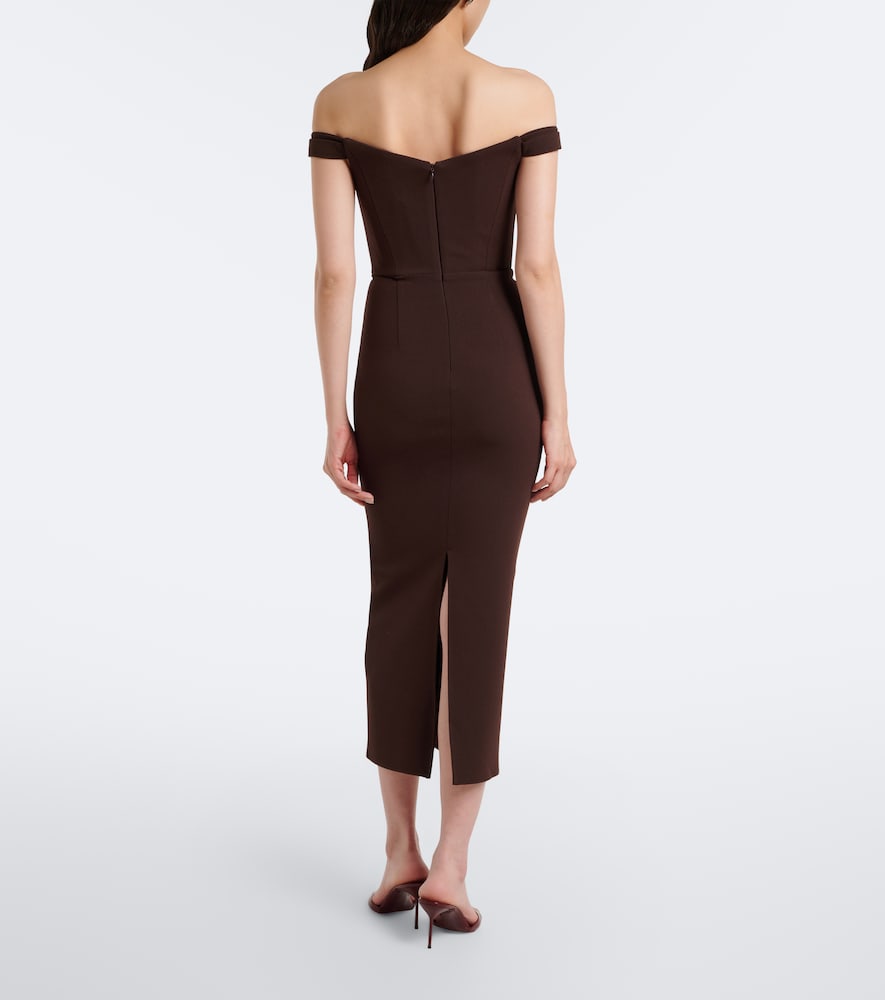 Off-Shoulder Crêpe Midi Dress