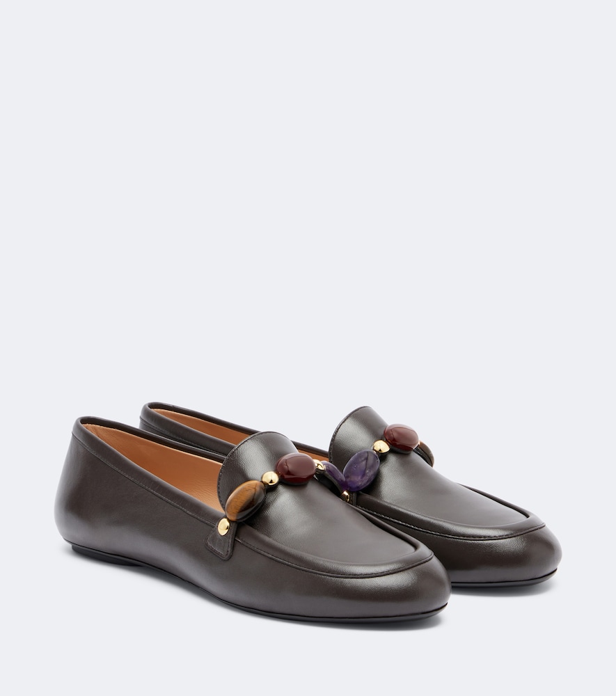 Embellished Leather Loafers
