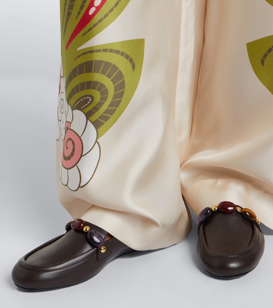 Embellished Leather Loafers
