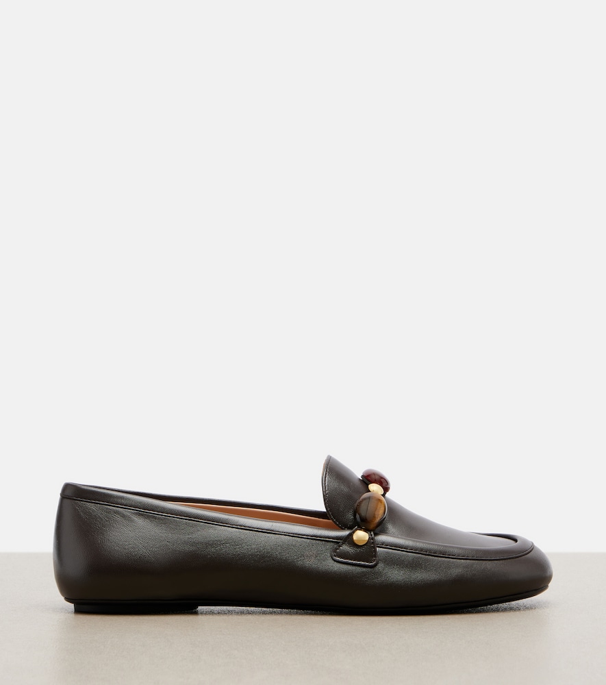 Embellished Leather Loafers