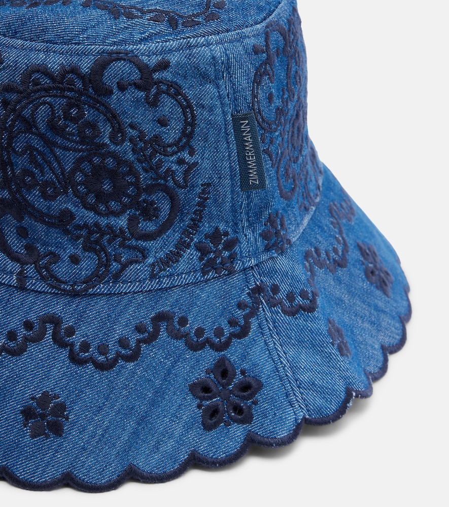  Zimmermann Zimmermann Embroidered Denim Bucket Hat 