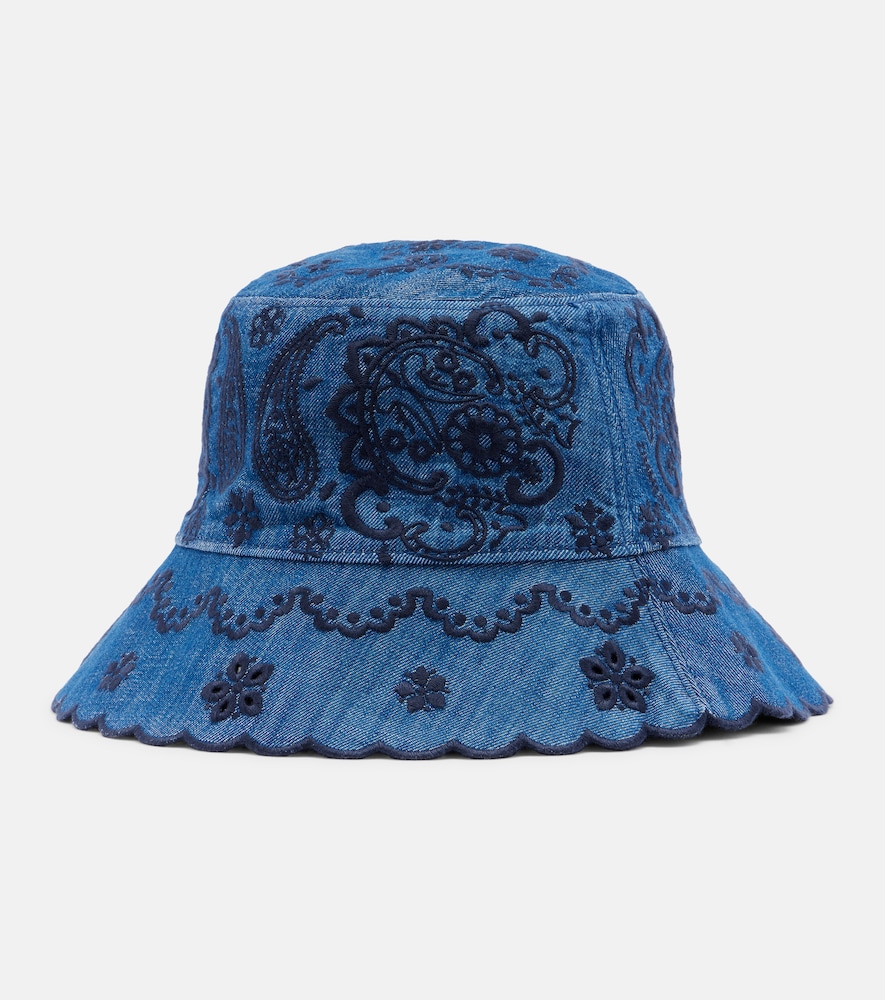  Zimmermann Zimmermann Embroidered Denim Bucket Hat 