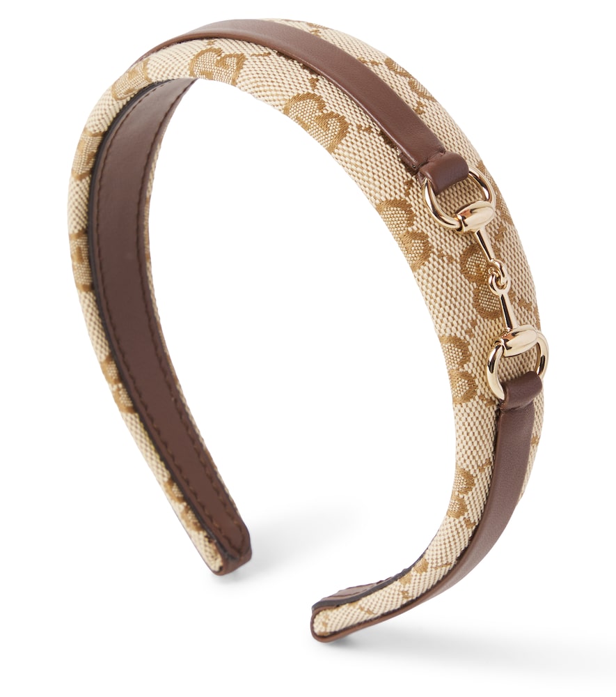 Cerchietto Horsebit in canvas GG con pelle