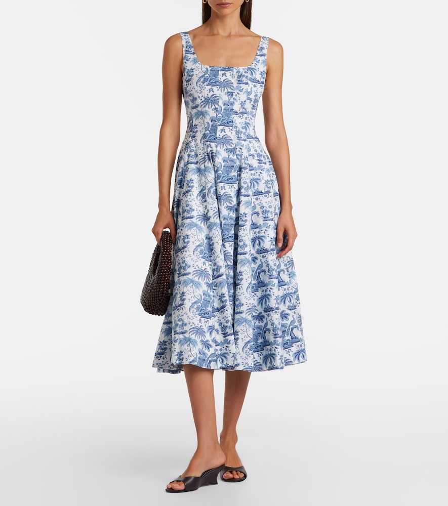 Staud Wells floral cotton poplin midi dress