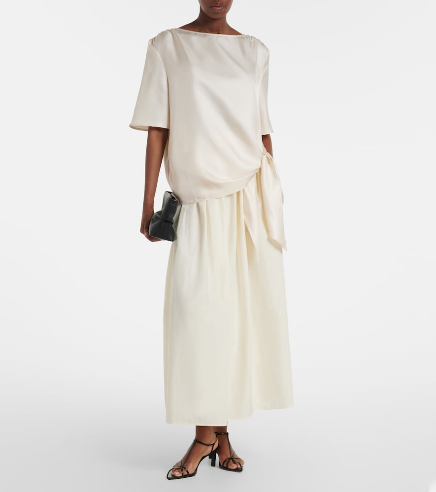 Loulou de Saison Naya gathered cotton and silk maxi skirt