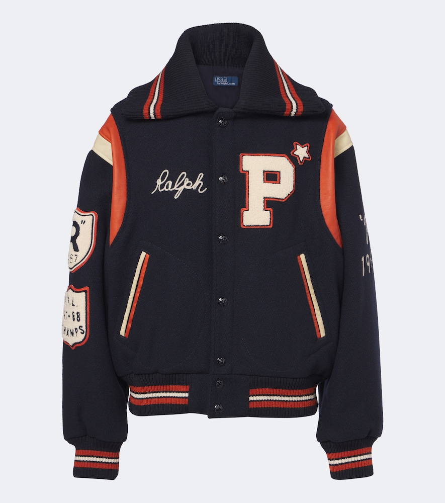 Verzierte College-Jacke aus einem Wollgemisch